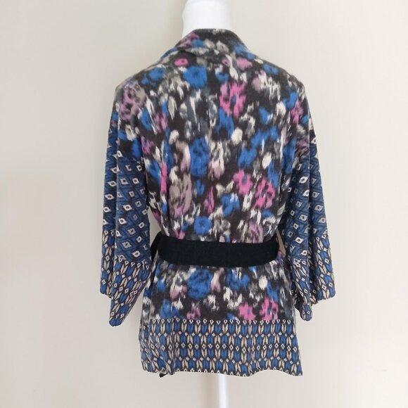 Anthropologie Guinevere Geo Fleur Kimono Open Front Merino Wool Sweater Size M - Picture 3 of 6